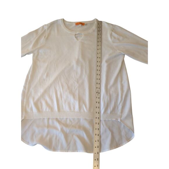 One A mixed Fabric High Low Blouse/Sweater White Size L - Picture 4 of 8